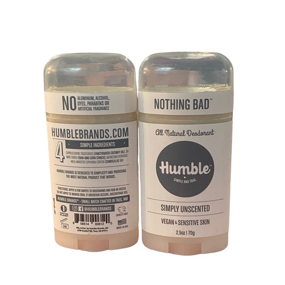 Humble all natural deodorant Unscented Vegan & Sensitive skin 2.5 oz Bundle - Picture 2 of 2